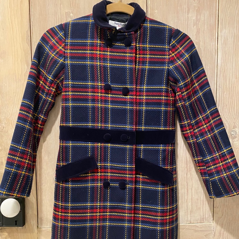 Girls plaid BROOKS BROTHERS coat -peacoat